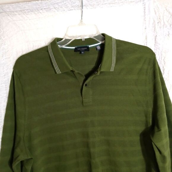 Ted Baker Green Penine Textured Polo Shirt Size 6 - Picture 4 of 8
